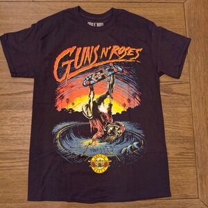 Guns N Roses Paradise City Skateboard Skeleton Graphic T-Shirt Black Medium